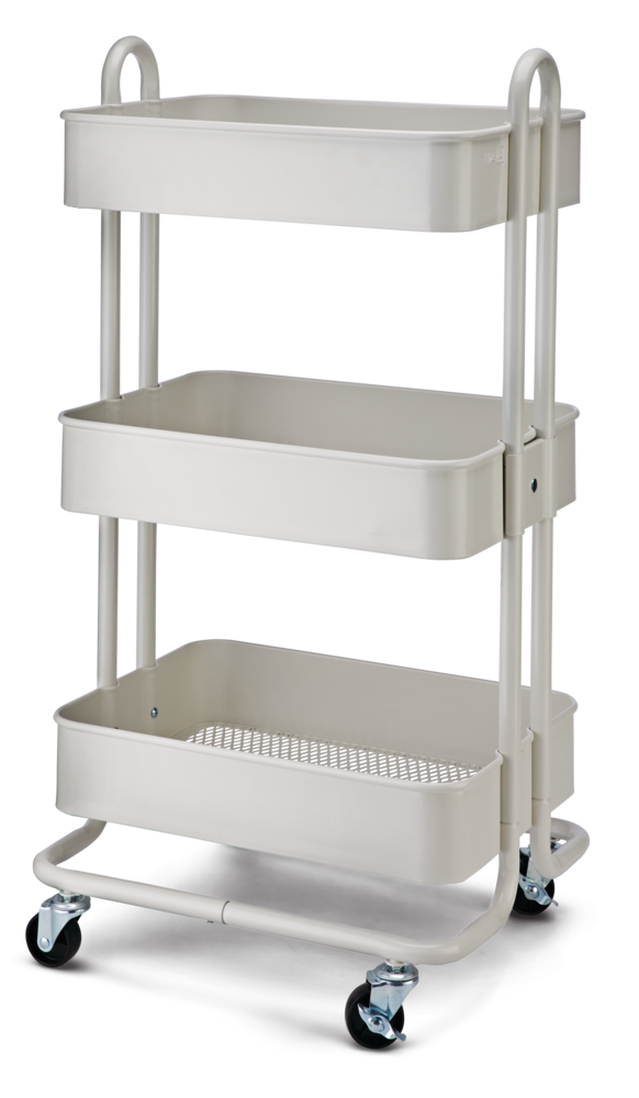 Momentum Steel 3-Tier Utility Cart with 4 Wheels, White M1692