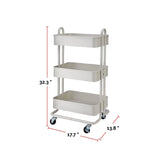 Momentum Steel 3-Tier Utility Cart with 4 Wheels, White