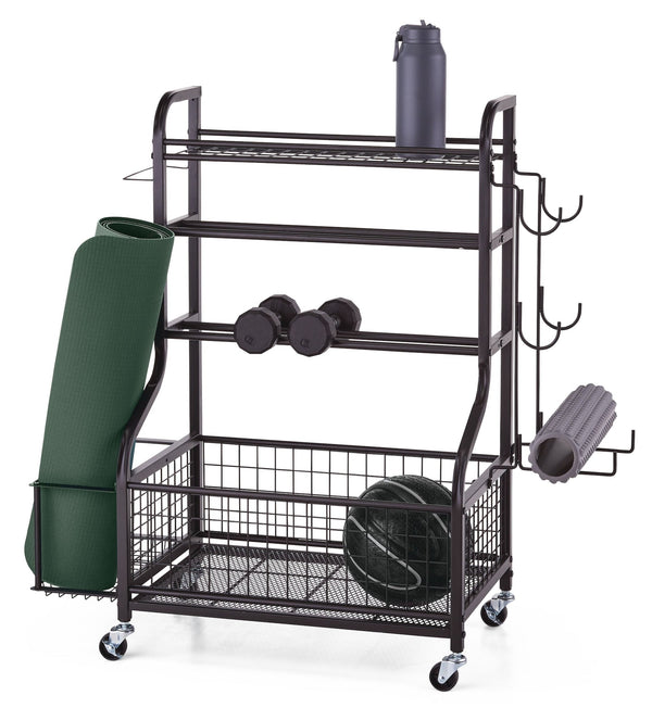 Multifunction Storage Rack with Wheels, Black P6675