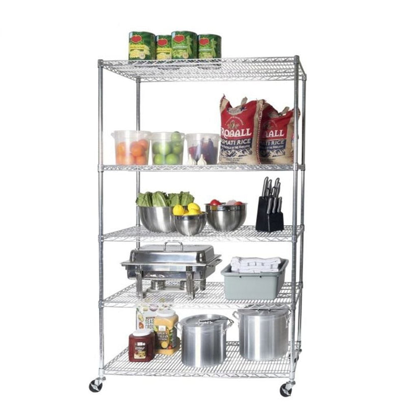 5-Tier Heavy Duty Shelving, 48-in x 24-in x 72-in, Chrome S3696
