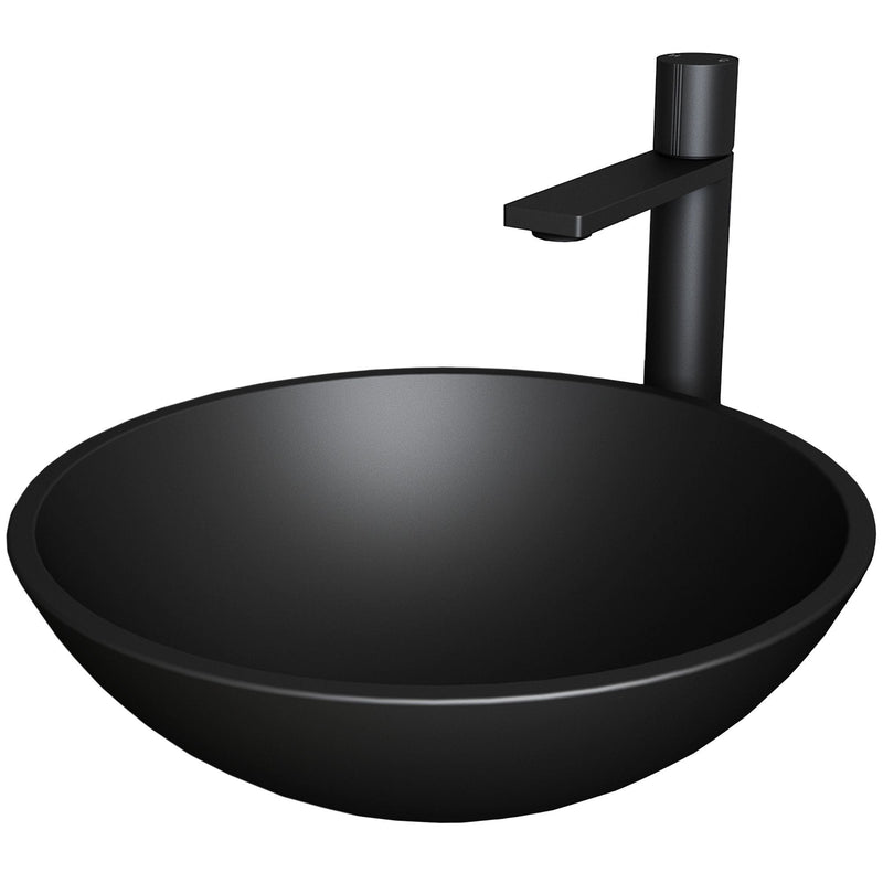 Cavalli Matte Black Bathroom Sink/Basin Set with Gotham Faucet and Round Glass Vessel O2426