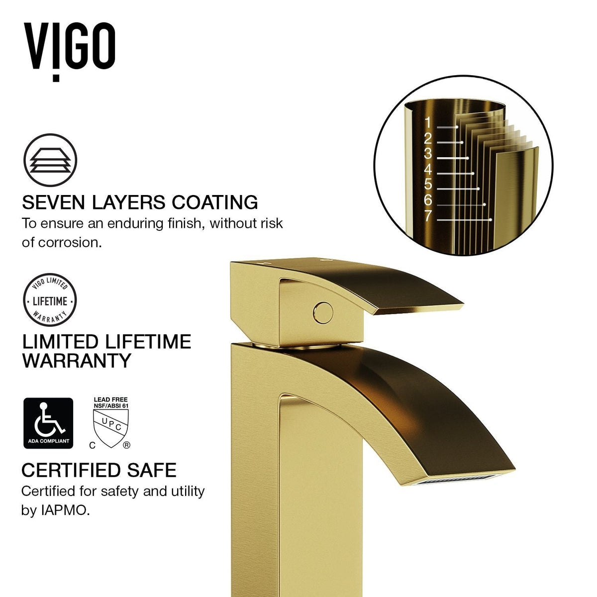 Magnolia White Bathroom Sink/Basin Set with Matte Gold Duris Faucet and Rectangular Composite Vessel