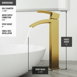 Magnolia White Bathroom Sink/Basin Set with Matte Gold Duris Faucet and Rectangular Composite Vessel