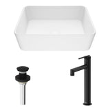Marigold Matte White Bathroom Sink/Basin Set with Sterling Faucet and Rectangular Composite Vessel