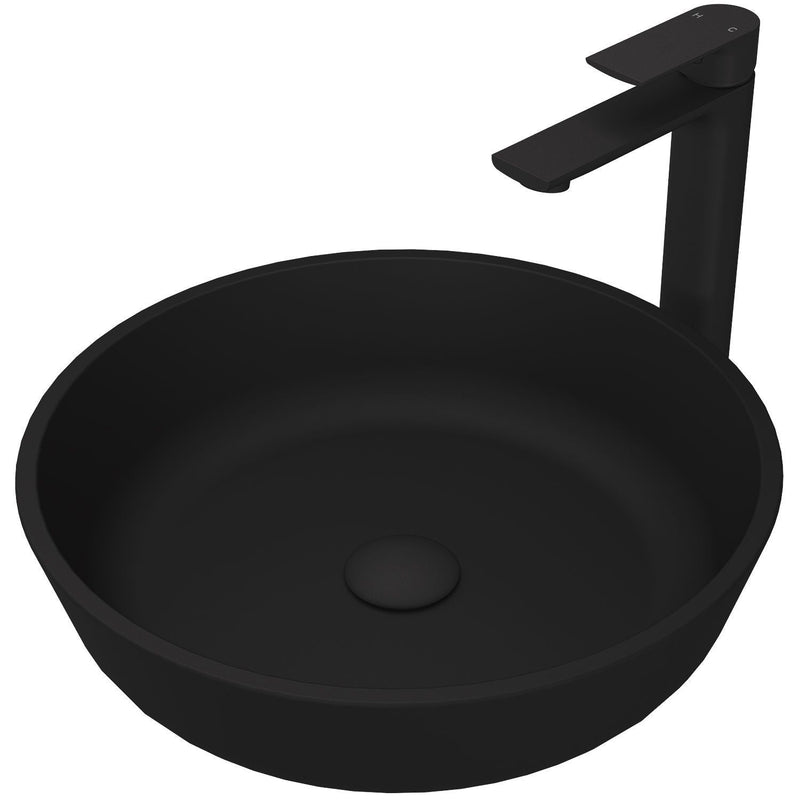 Modus Matte Black Bathroom Sink/Basin Set with Norfolk Faucet and Round Glass Vessel H6128