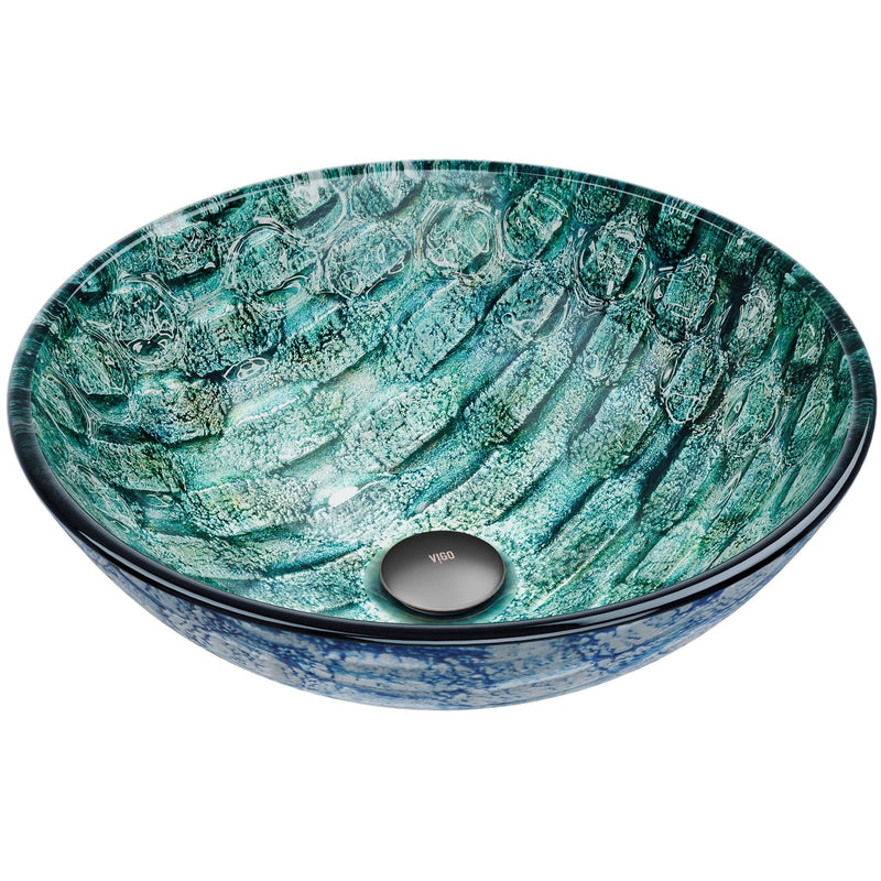 Round Glass Vessel Bathroom Sink/Basin with Scratch-Resistant Surface, Oceania S5320