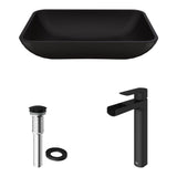 Sottile Blue Bathroom Sink/Basin Set with Amada Faucet and Glass Rectangular Vessel